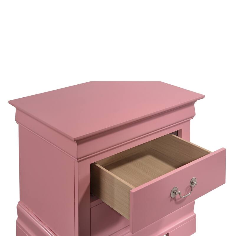 Wooden 2-Drawer Nightstand - 24" - Pink