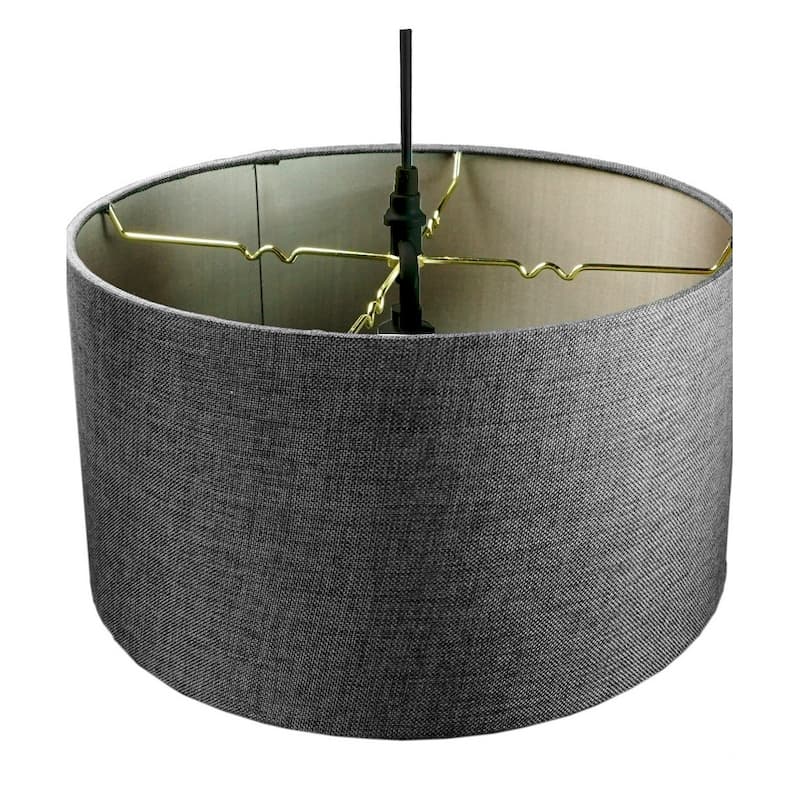 2 Light Swag Plug-In Pendant 14"w Granite Gray with Diffuser, Black Cord