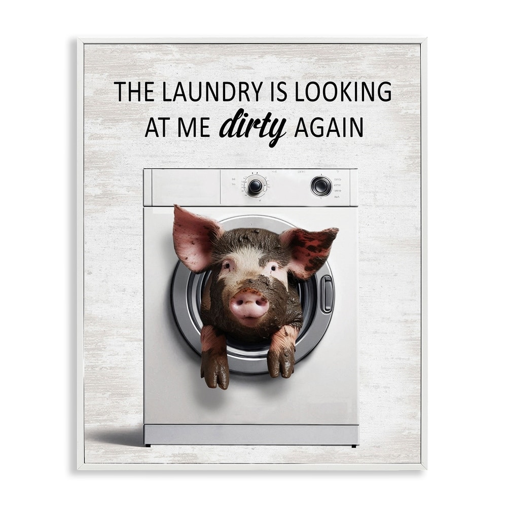 Stupell Laundry Looking At Me Dirty Framed Giclee Art Design By Lettered and Lined