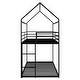 preview thumbnail 9 of 8, Black Twin over Twin Metal Bunk House Bed with Ladder