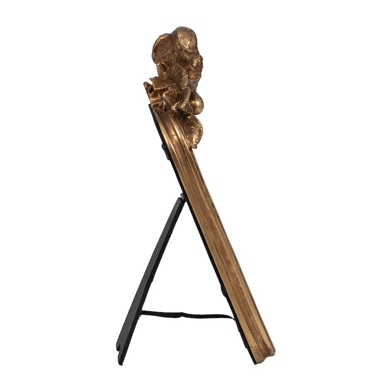 Sagebrook Home's Gold Resin Bird Photo Frame, 4x6, Enchanting Polyresin and Glass Elegance