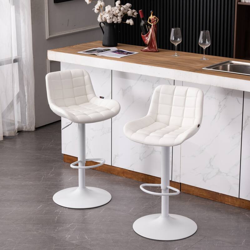 Modern Adjustable Swivel Bar Stools Counter Height Set of 2