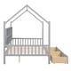 preview thumbnail 7 of 22, Full Size House Bed for Kids with Storage Drawers and Shelf, Wooden Bed with Roof