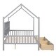 preview thumbnail 7 of 7, Gray Wooden House Bed with 2 Drawers, 8 Storage Shelf, Kids Bed