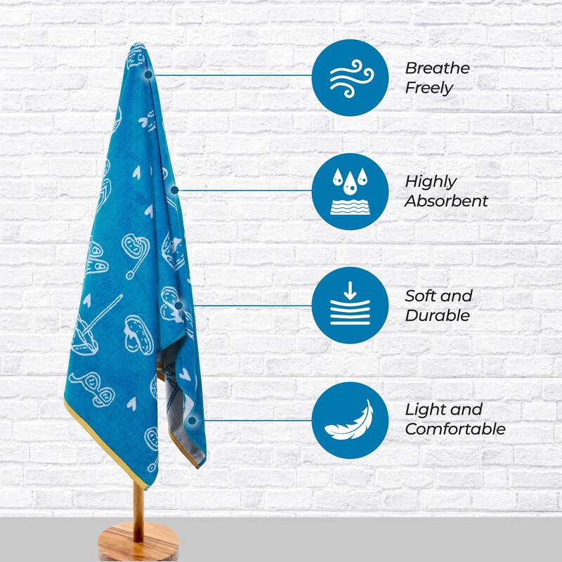 Superior Bahama Cotton Fuzzy Velour Terry Large Oversized Beach Towel