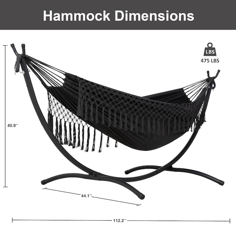 9.35 ft. 2-Person Brazilian-Style Foldable and Portable Outdoor Hammock Bed with Stand Set - 112.2 in.* 44.1 in. *40.9 in.