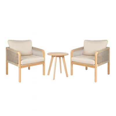 Acacia Outdoor Patio Set with Cushions & Decorative Pillows, by JONATHAN Y