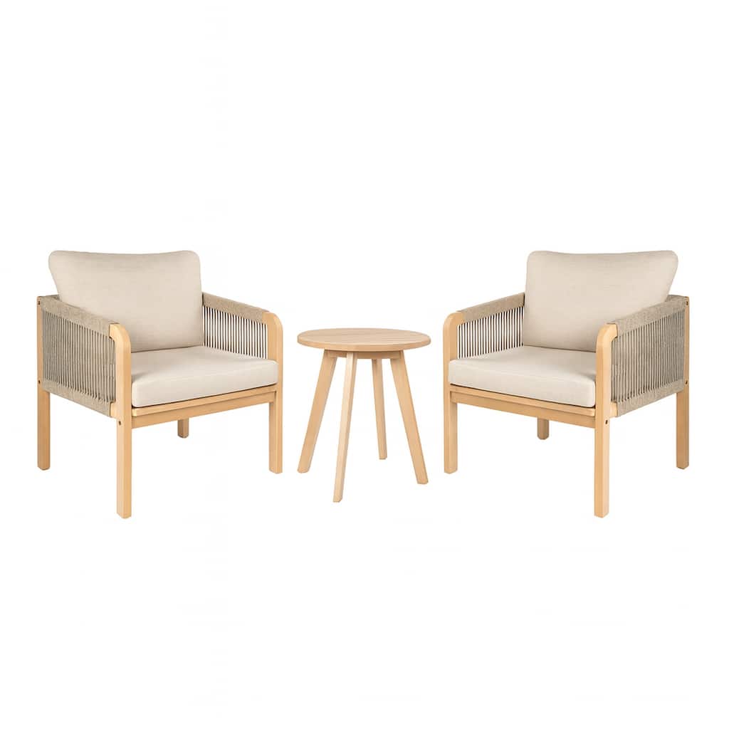 Acacia Outdoor Patio Set with Cushions & Decorative Pillows, by JONATHAN Y