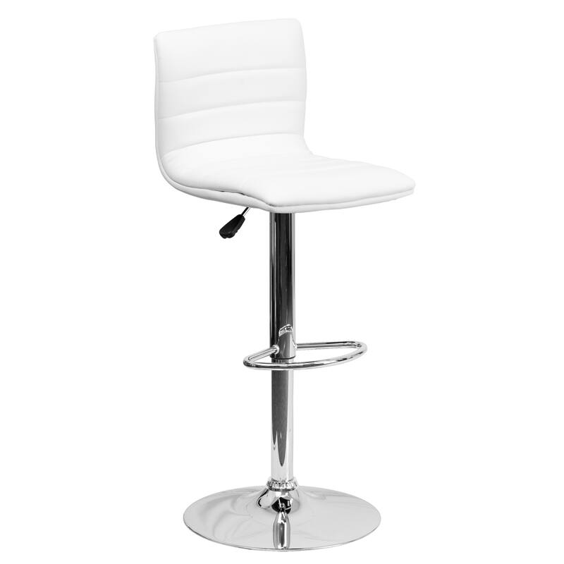 Modern Vinyl Stitch Back Adjustable Height Barstool - 16"W x 19"D x 35" - 44"H