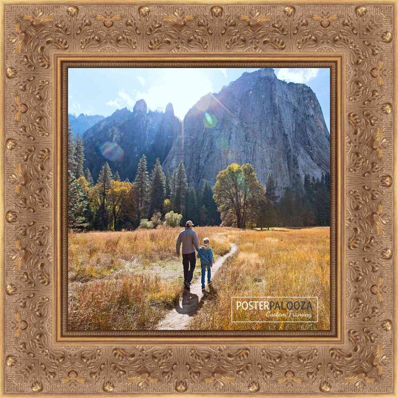 21x21 Ornate Antique Gold Complete Wood Square Picture Frame with UV