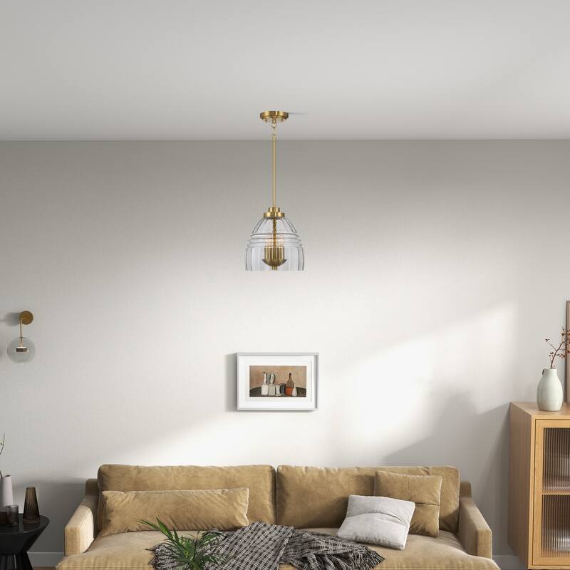 Scartex 3-Light Chain Pendant with Clear Glass Shade - Gold