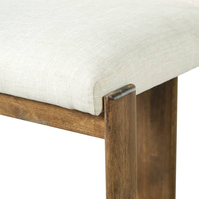 Christopher Knight Home - Modern Linen Upholstered Counter Height Bar Stools with Solid Wood Legs & Square Backrest, Set of 2