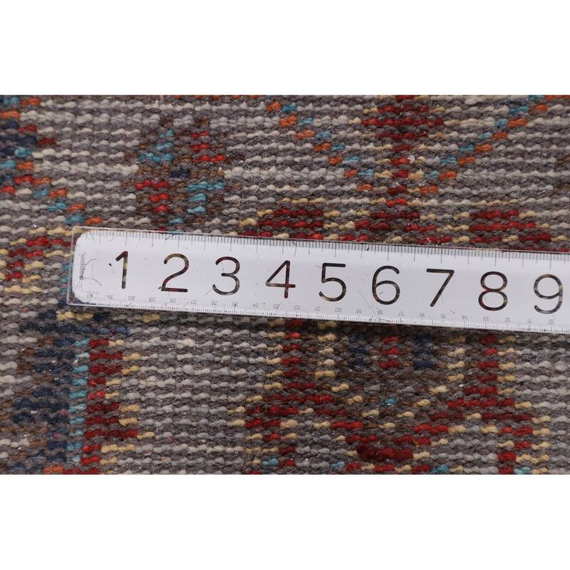 All-Over Geometric Oushak Indian Area Rug Hand-Knotted Wool Carpet - 7'9"x 9'10"