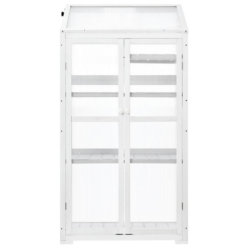 Wooden Large Greenhouse with Wheels and Adjustable Shelves - 62 Inch