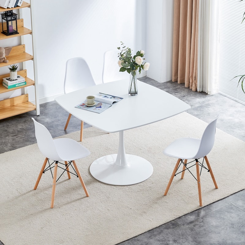 42.1" Mid-century Dining Table for 4-6 people for kitchen - White