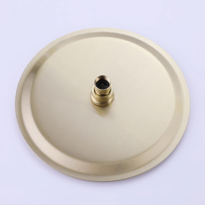 1-Spray Patterns Wall Mount Dual Shower Heads with Handheld Shower Head Set in Brushed Gold - 10 inch