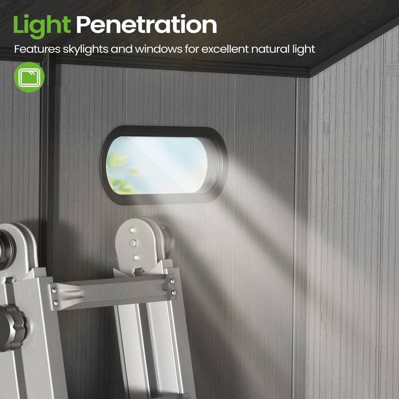 VredHom 8X8/8X10/8X12 FT All-Weather Outdoor Resin Storage Shed with Windows Floor for Patio Furniture and Tools