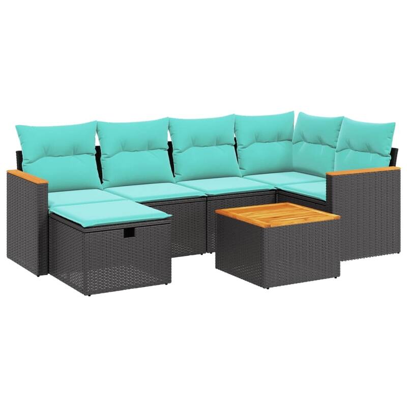 vidaXL Patio Sofa Set with Cushions Outdoor Conversation Furniture Poly Rattan
