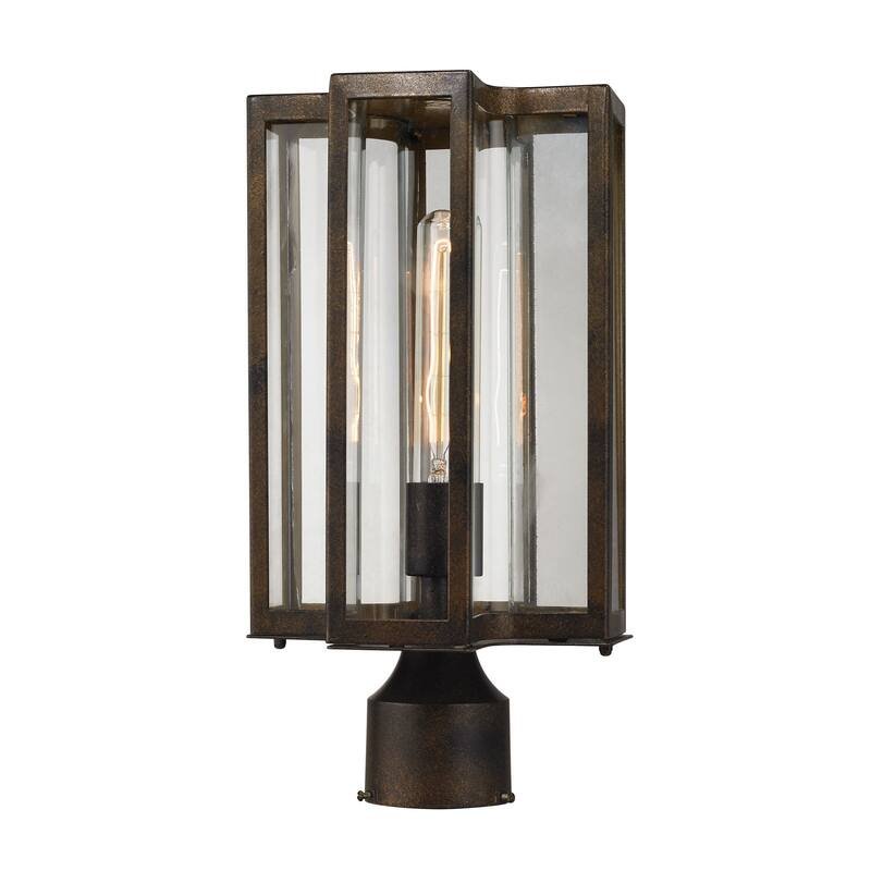 1-Light Lantern Outdoor Post Light - 15" - Hazelbut Bronze