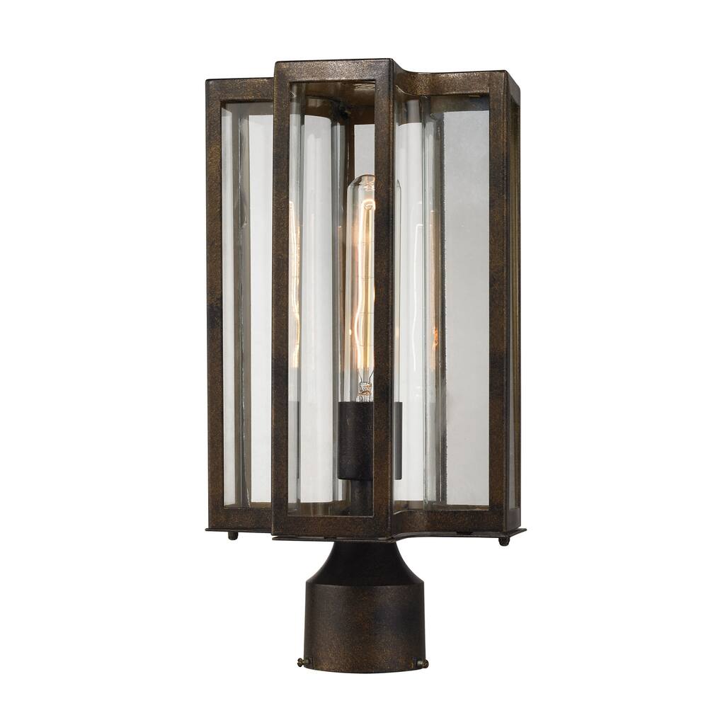 1-Light Lantern Outdoor Post Light - 15" - Hazelbut Bronze
