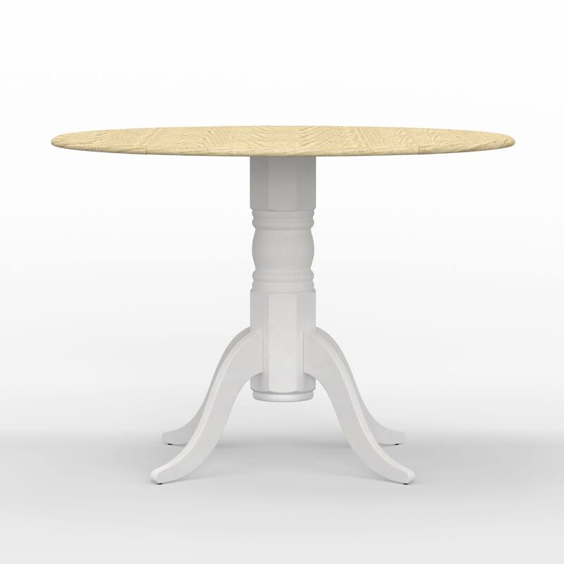 3-Piece Dining Set, 42" Round Drop-Leaf Table and Slat Back Chairs