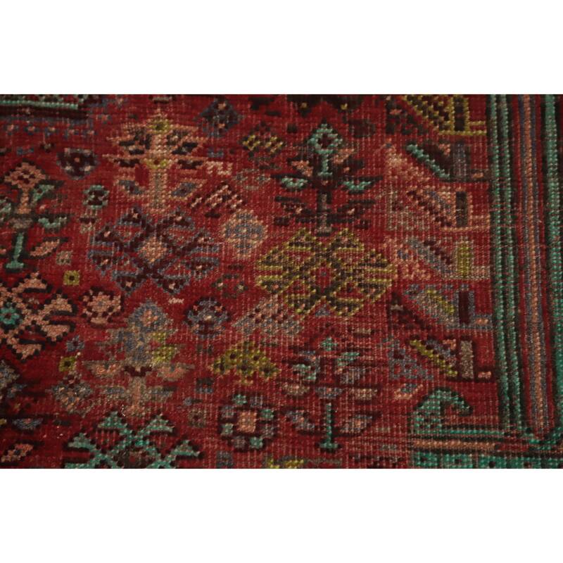 Hand Knotted Oriental 100% Wool Carpet Traditional Tribal Red Qashqai Area Rug - 8' 0'' X 5' 0''