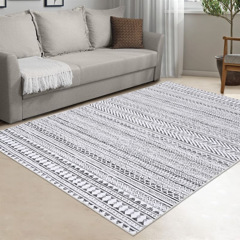 Garvee Moroccan Geometric Machine Washable Area Rug