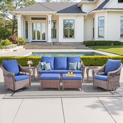 Pocassy 7 Pieces Sofa Swivel Chair with Ottomans