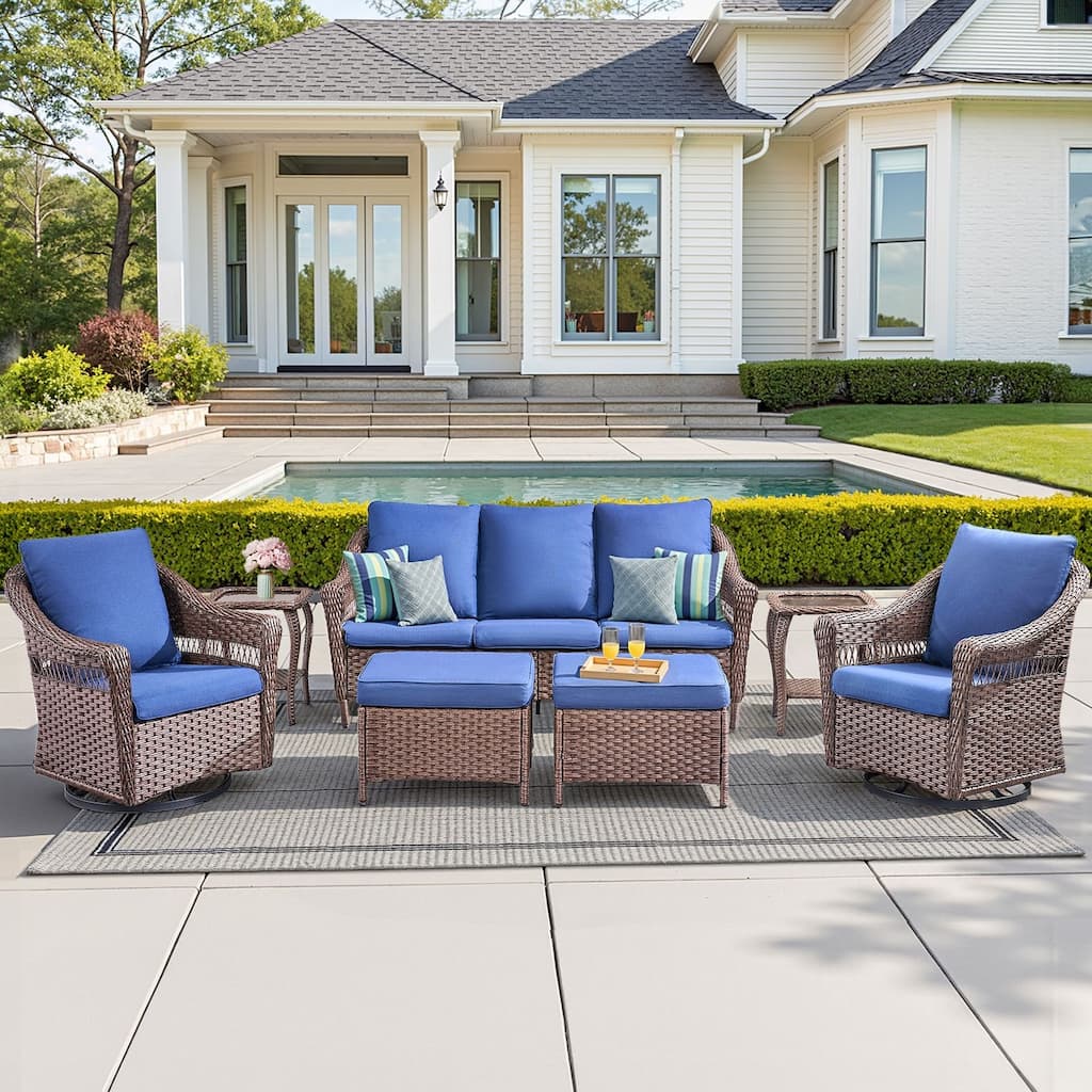 Pocassy 7 Pieces Sofa Swivel Chair with Ottomans
