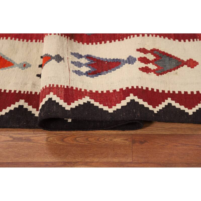 Kilim Qashqai Persian Vintage Rug Reversible Flatweave Wool Carpet - 5'6"x 10'0"