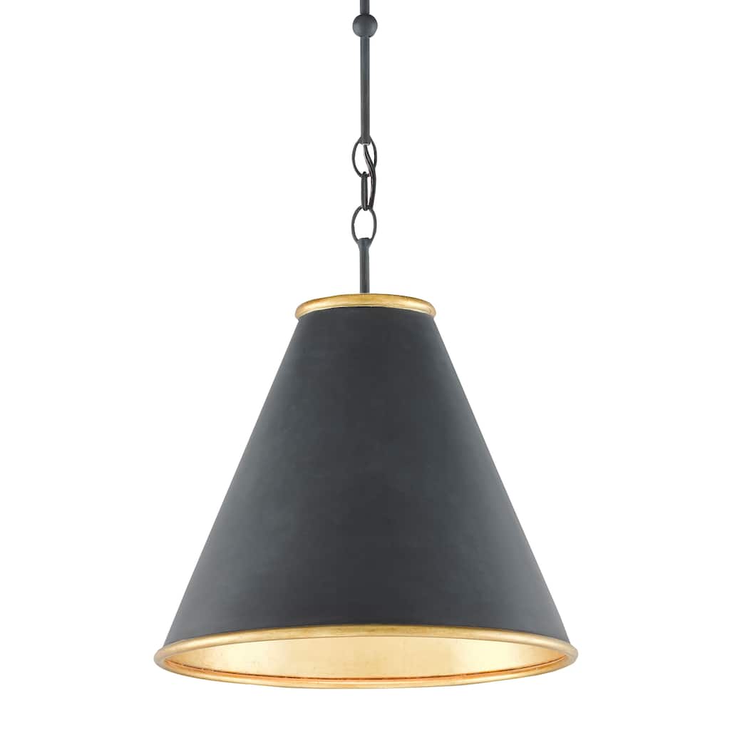 Currey & Company Pierrepont Small Black Pendant - 18"h x 16"dia