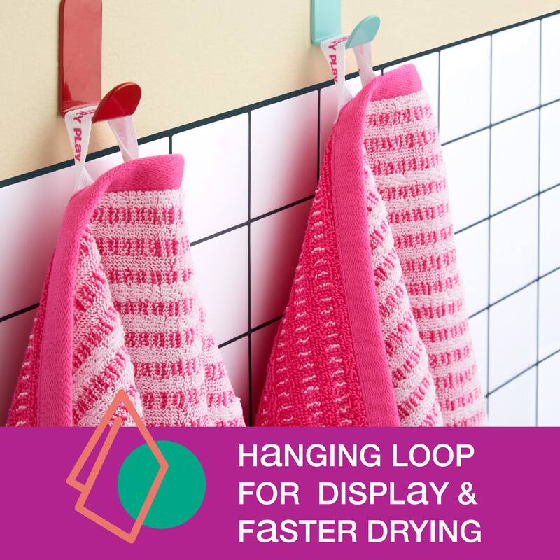 TOWN & COUNTRY PLAY 4-Piece Striped Reversible Terry Brights Bath Towel Set - 30"x58"