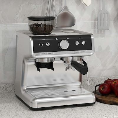 Espresso Coffee Maker Machine Built-In Bean Grinder