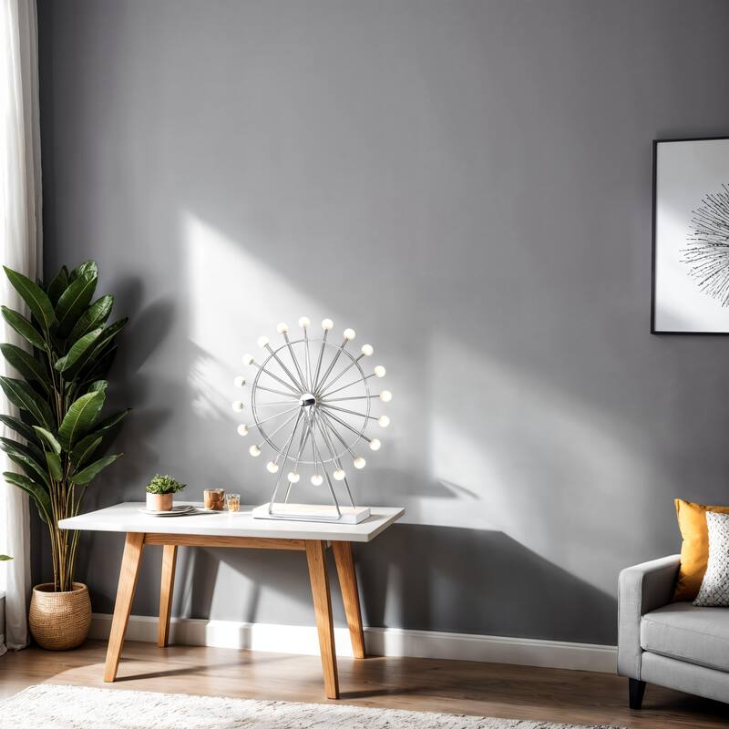 Adesso Coney Large Chrome LED Ferris Wheel Table Lamp