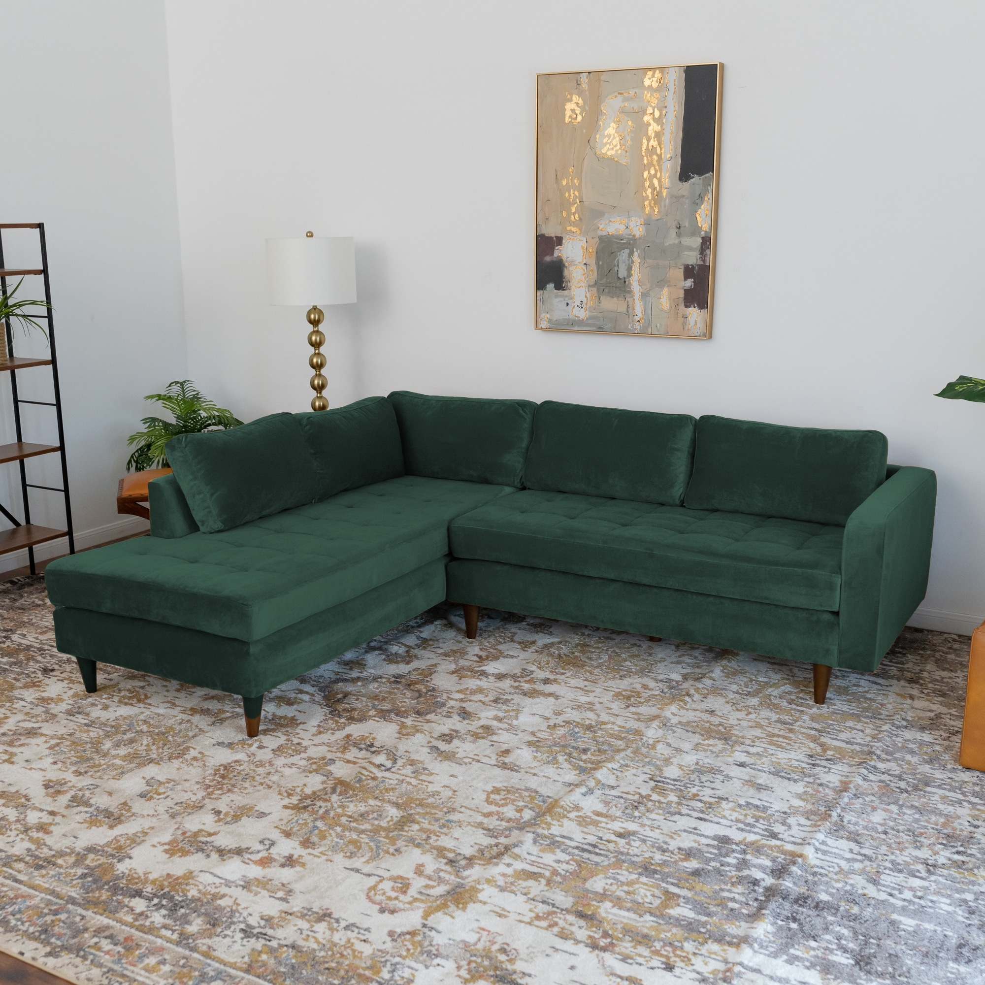 Monte Carlo Mid-Century Modern Living Room Corner Velvet Sectional Couch -  On Sale - Overstock - 35233018