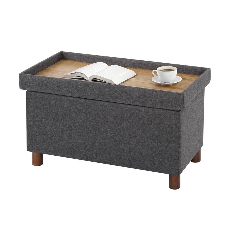 Adeco 30 Inches Storage Ottoman Bench for Living Room