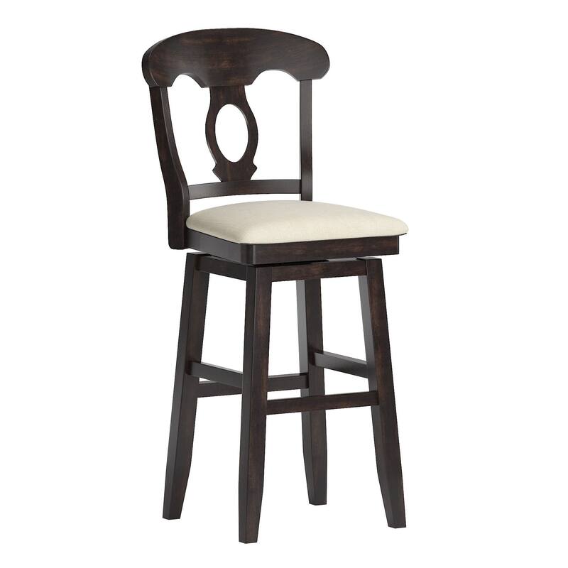 Eleanor Napoleon Back Wood Swivel Chair by iNSPIRE Q Classic - Bar Height - Antique Black
