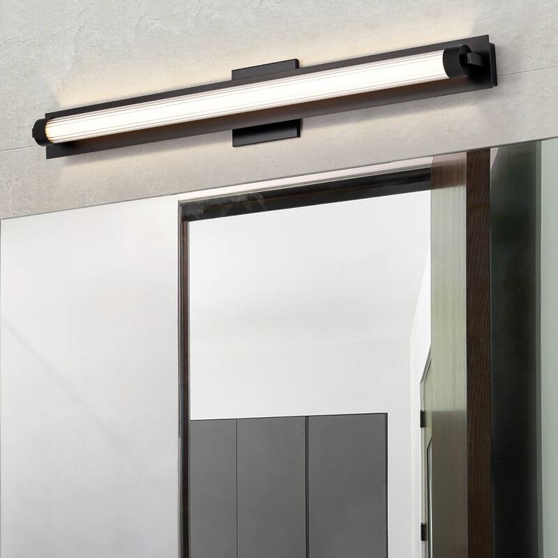 Larissa 32 Inch LED Vanity 3000K CCT Black Finish Opaque Glass