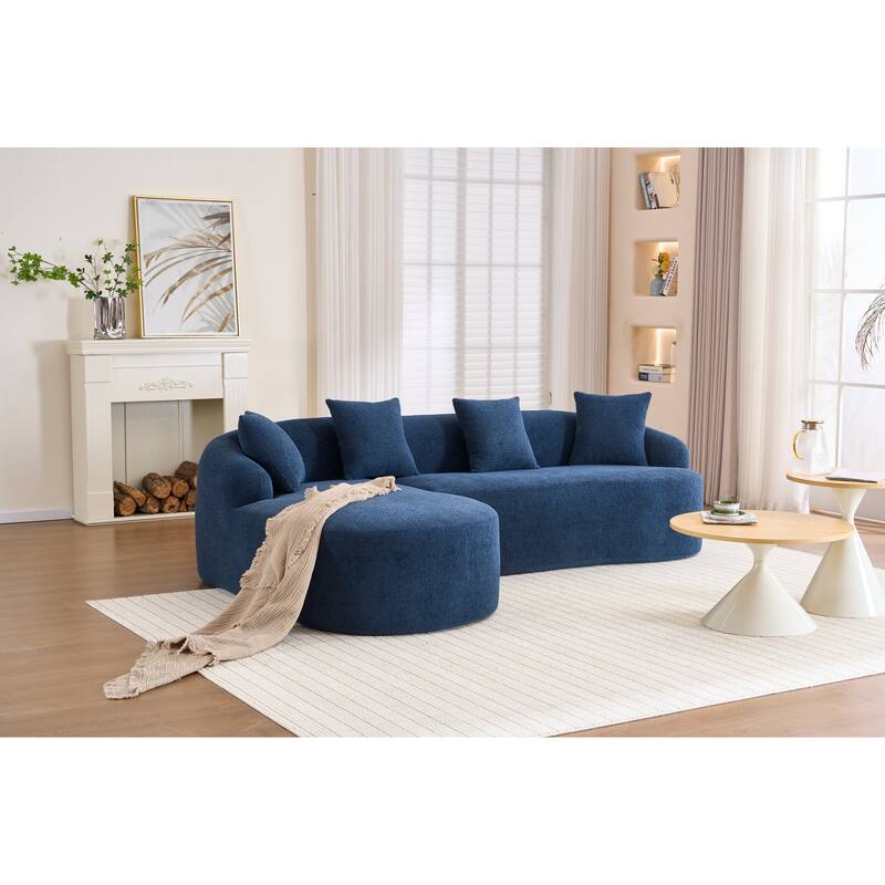 98.4" Chenille L-Shaped Sectional Sofa with Chaise & Pillows