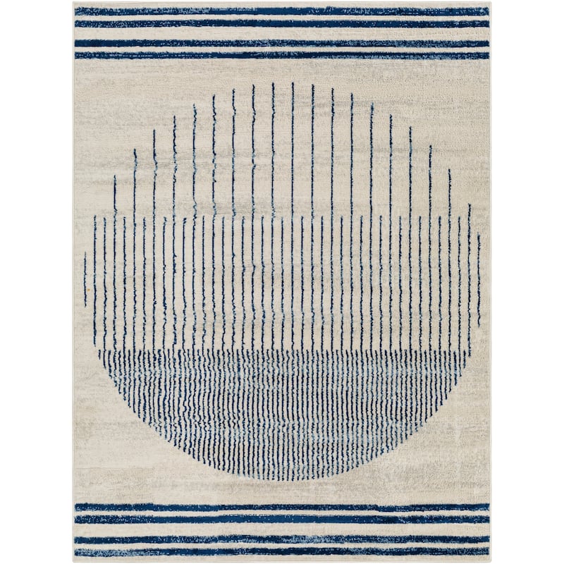 Livabliss Joel Mod Black/Ivory Ombre Geometric Striped Area Rug