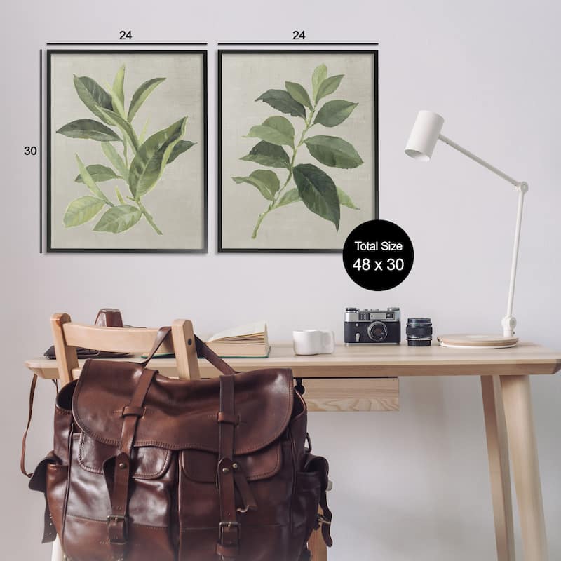 Stupell Green Tea & Coffee Plant Leaves Framed Giclee Art Design By Lanie Loreth (Set of 2)