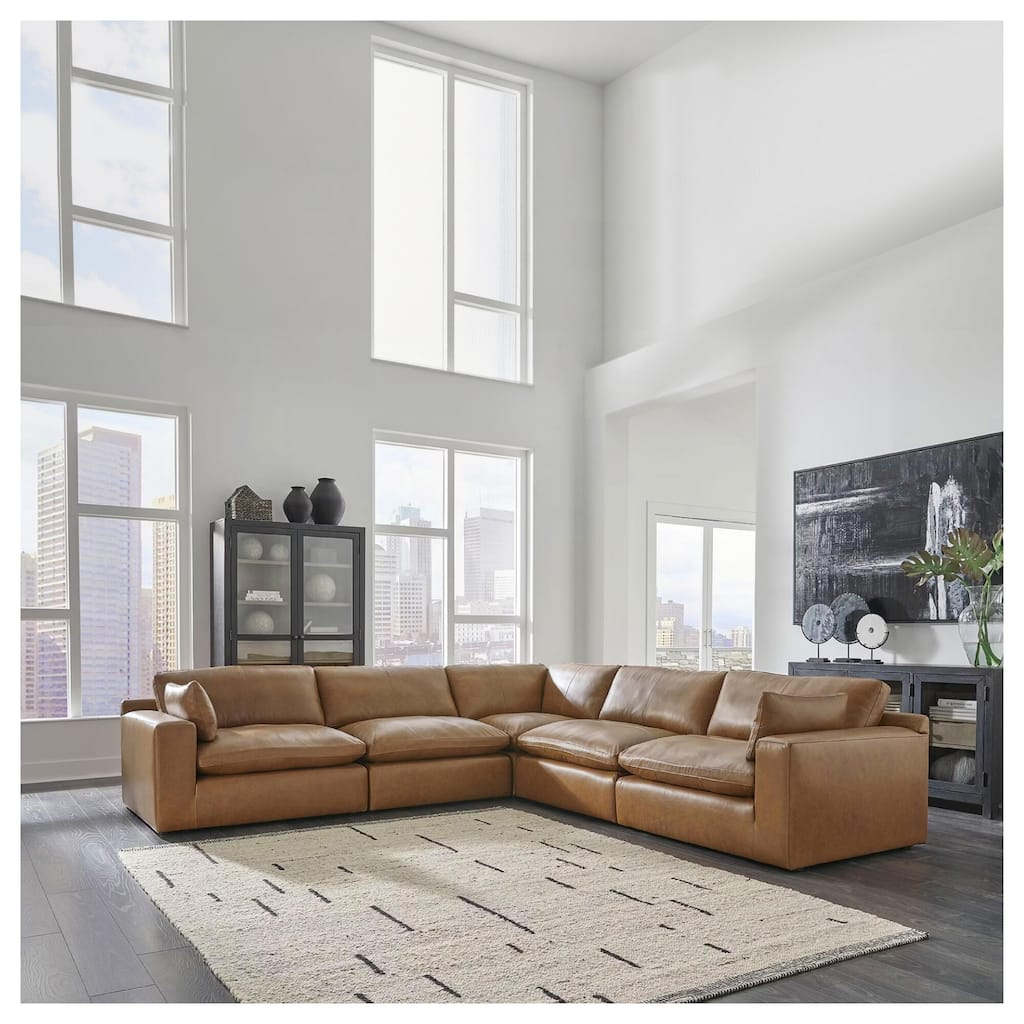 Signature Design by Ashley Emilia Medium Brown 5-Piece Sectional - 132"W x 132"D x 36"H