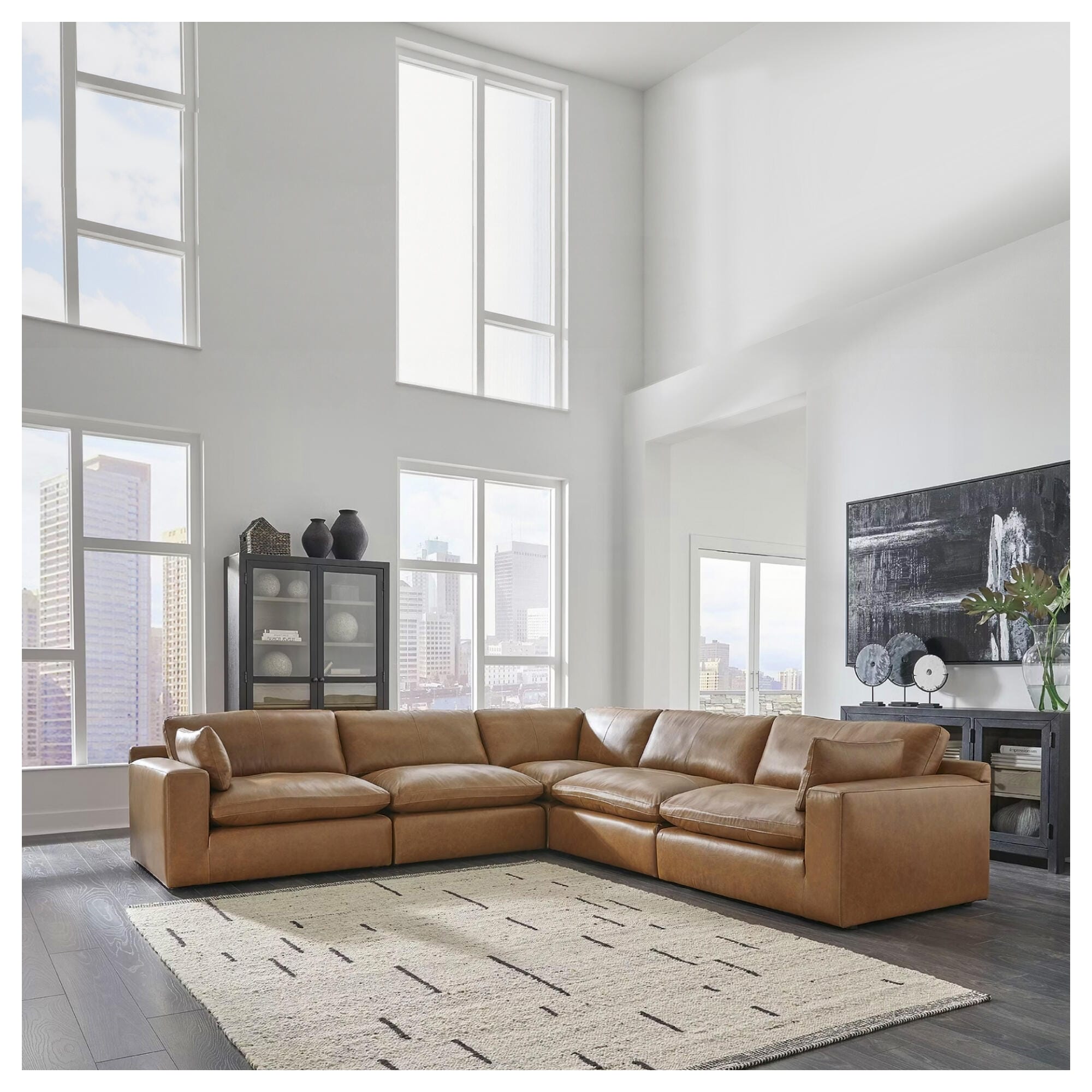 Signature Design by Ashley Emilia Medium Brown 5-piece Sectional - 132"W x 132"D x 36"H