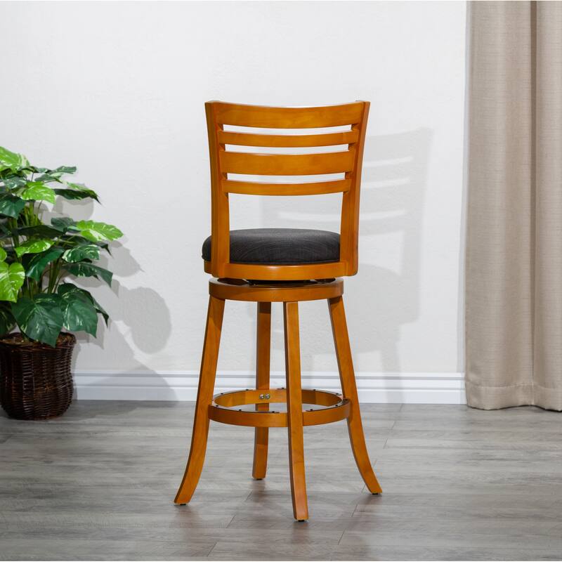 Bar Height Slat Back Swivel Stool,Fabric Seat - Single - Multi - Counter Height