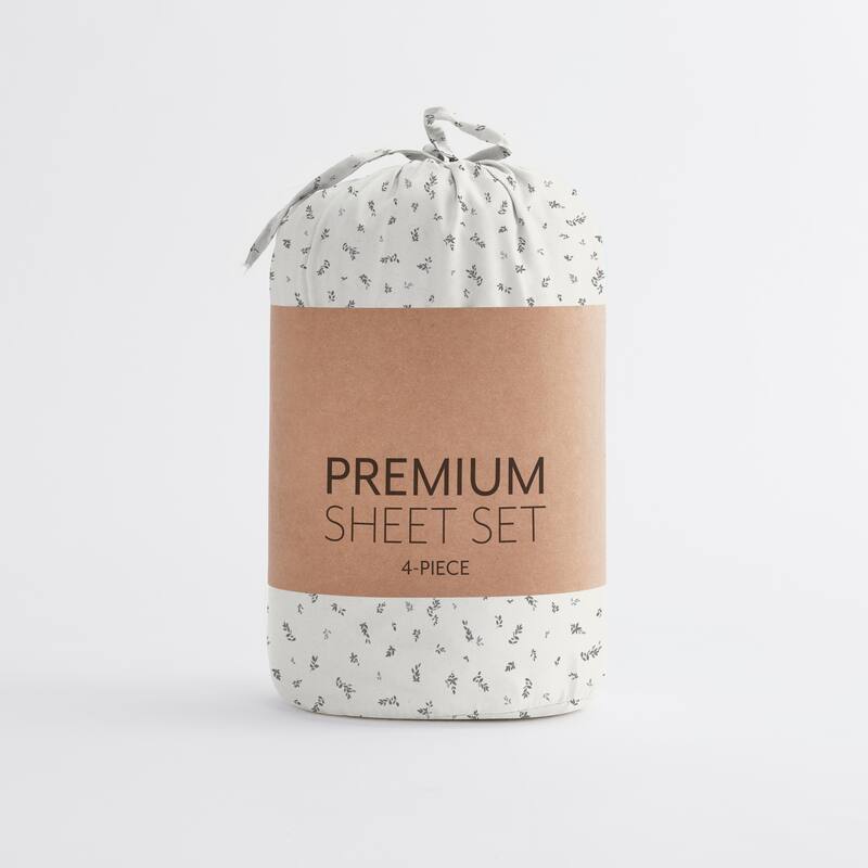 Becky Cameron Spotted Leaves Pattern 4 Piece Deep Pocket Bed Sheets Set