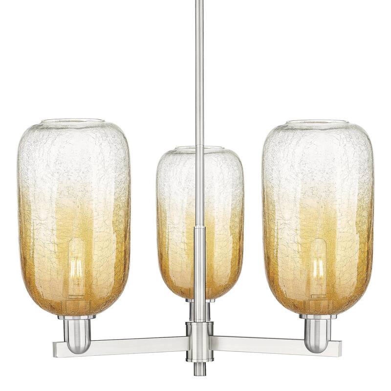 Innovations Lighting 716-3CR-17-18 Brookhaven Cloche Chandelier - Satin Nickel / Amber