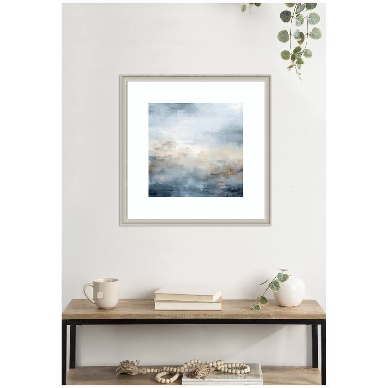 Kate and Laurel Tonal Abstract Oceanic Nautical Serenity Blue by The Creative Bunch Studio Framed Wall Art Print