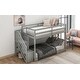 preview thumbnail 5 of 21, Modern Twin over Twin Floor Bunk Kids Bed with Storage Climbing Staircase and Safety Guardrail