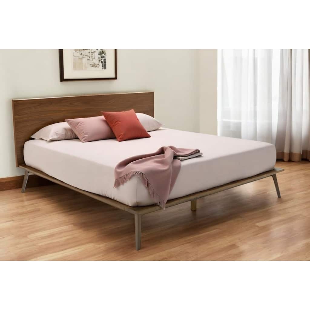 HomeRoots Brown Wood And King Bed Frame