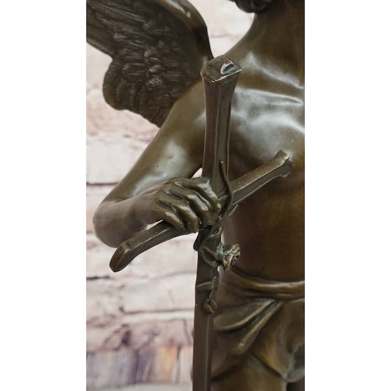 Young Saint Michael Archangel W/ Sword Bronze Statue Sculpture Figure 21 Inches X 11 Inches